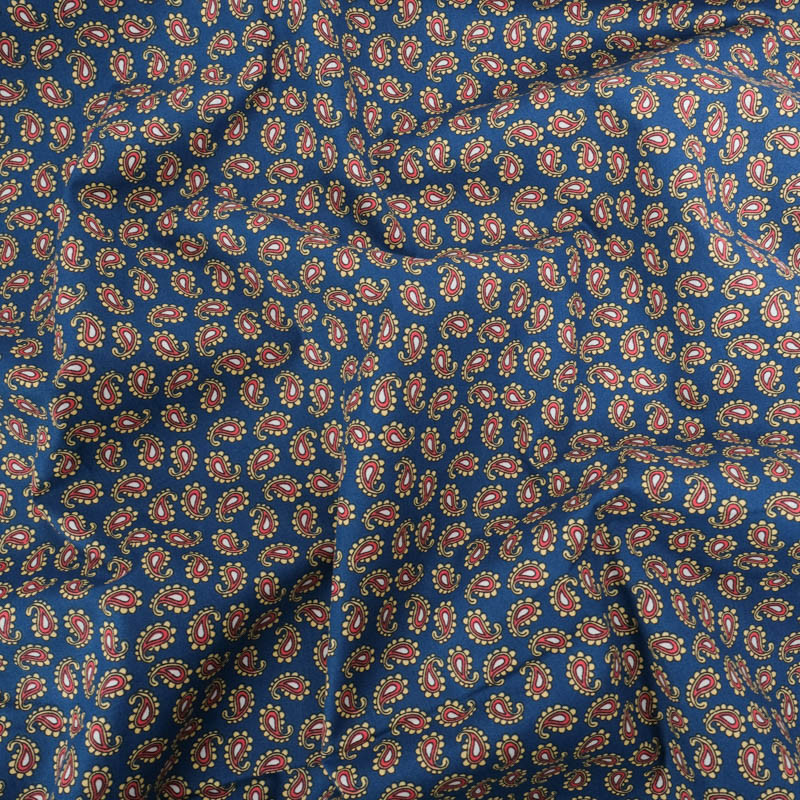 Popeline Imprimée Paisley Bleu - Maison Klem